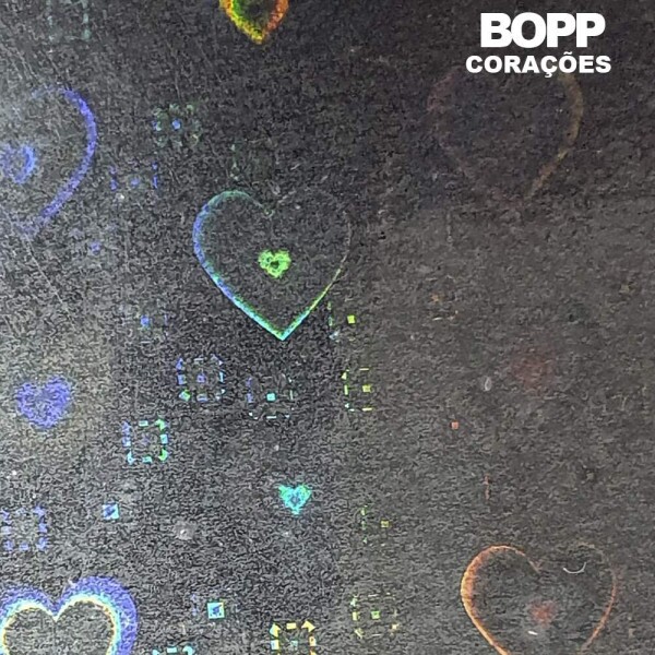 BOPP Hologr�fico - Cora��es - 32 cm x 2 mts