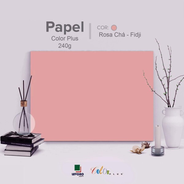 Papel Color Plus 240g A4 - Rosa Ch� (Fidji) - 27 Folhas