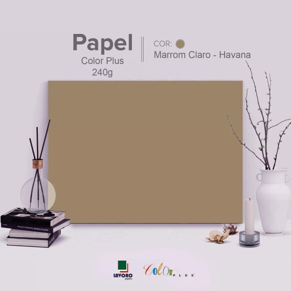 Papel Color Plus 240g A4 - Marrom Claro (Havana) - 27 Folhas