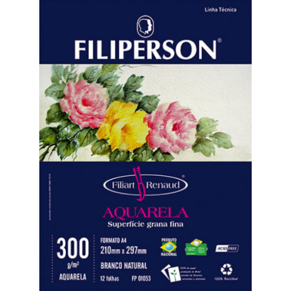Filiart Renaud Aquarela 300g Branco A4 - 12 Folhas