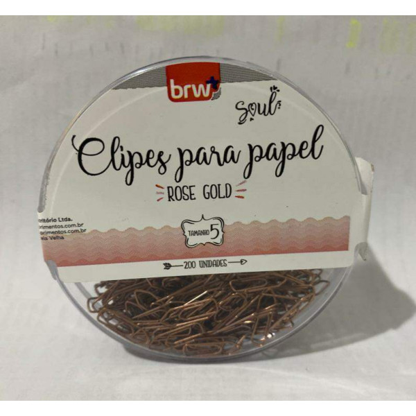 CLIPES PARA PAPEL 5 ROS� GOLD - POTE COM 200 UNIDADES