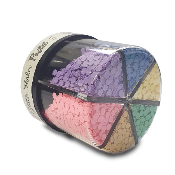Glitter Shaker Pastel Hex�gonos 60g - 6 Cores - BRW