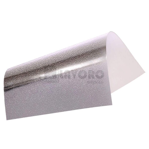 Papel Laminado Casca de Ovo Prata 250g 30,5x30,5 - 06 Folhas - Metallik