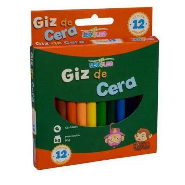 GIZ DE CERA 12 CORES FINO 8X88MM LEO&LEO - Lavoro Papéis