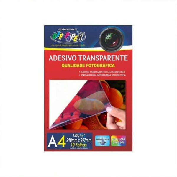 Adesivo Transparente Leitoso A4 150g c/ 10 Folhas - Off Paper