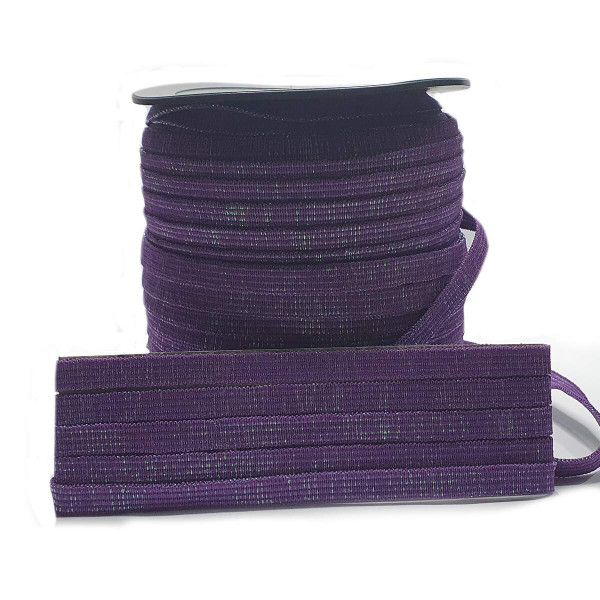 El�stico Chato 7mm x 2 mts - Roxo c/ Glitter