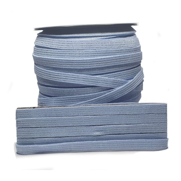 El�stico Chato 7mm x 2 mts - Azul Beb� c/ Glitter