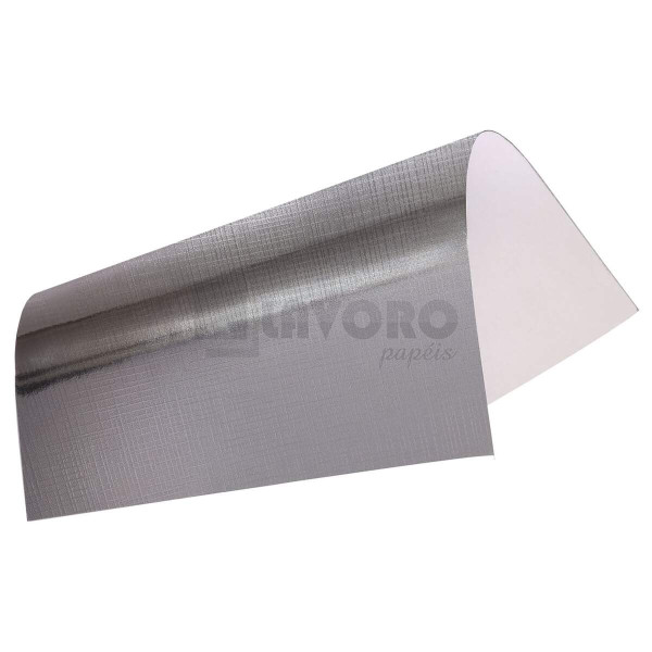Papel Laminado Telado Prata 250g A4 09 Folhas - Metallik