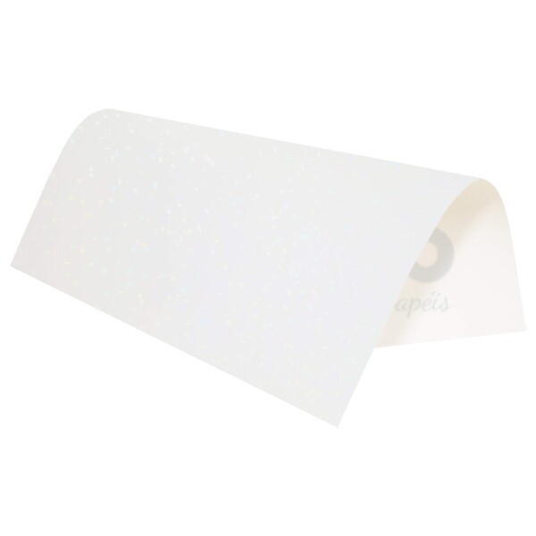 Papel Hologrfico Confeti Branco 180g A4 09 Folhas - Metallik