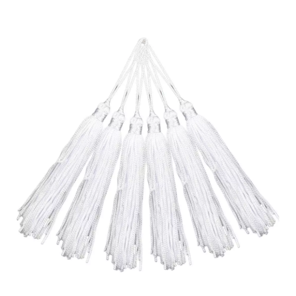 Pingente De Seda Tassel 9cm c/ 5 Unidades Branco