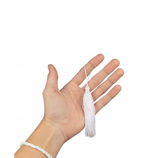 Pingente De Seda Tassel 9cm c/ 5 Unidades Branco