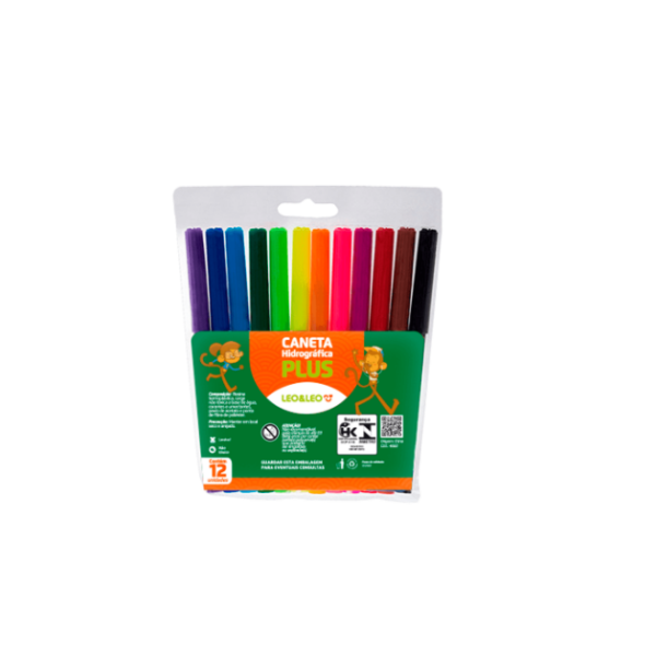 Canetinha Hidrogrfica Plus 12 Cores Leo&Leo
