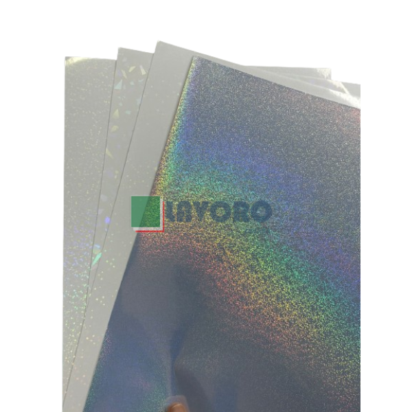 Vinil Adesivo Hologrfico Caquinhos de Vidro A4 p/ Jato de Tinta e Resistente  gua - Pct c/ 10 Fls