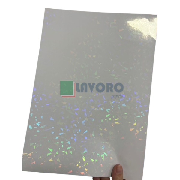 Vinil Adesivo Hologrfico Caquinhos de Vidro A4 p/ Jato de Tinta e Resistente  gua - Pct c/ 10 Fls