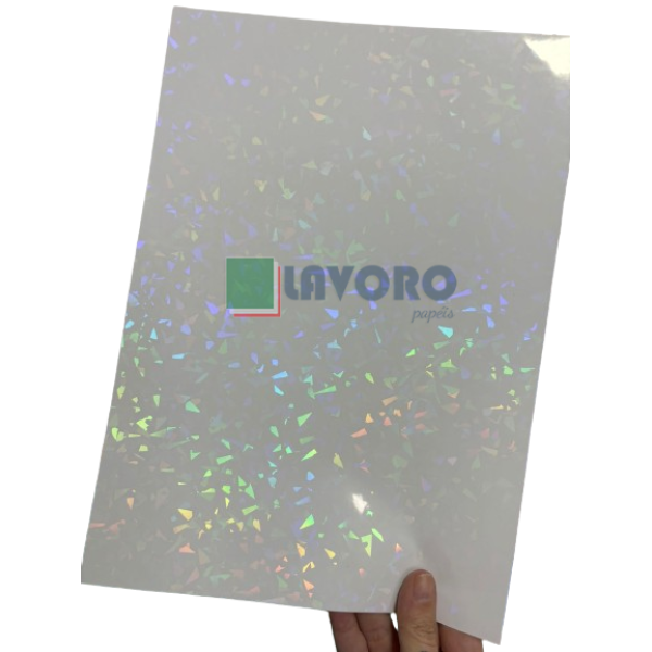 Vinil Adesivo Hologrfico Caquinhos de Vidro A4 p/ Jato de Tinta e Resistente  gua - Pct c/ 10 Fls