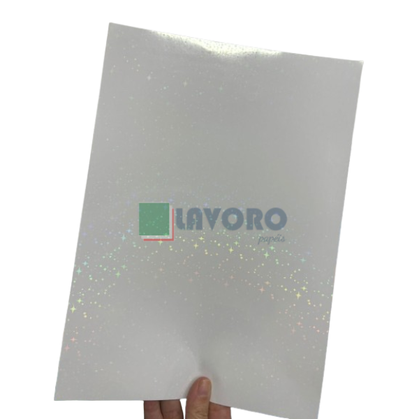 Vinil Adesivo Hologrfico Estrelas 3d A4 p/ Jato de Tinta e Resistente  gua - Pct c/ 10 Fls