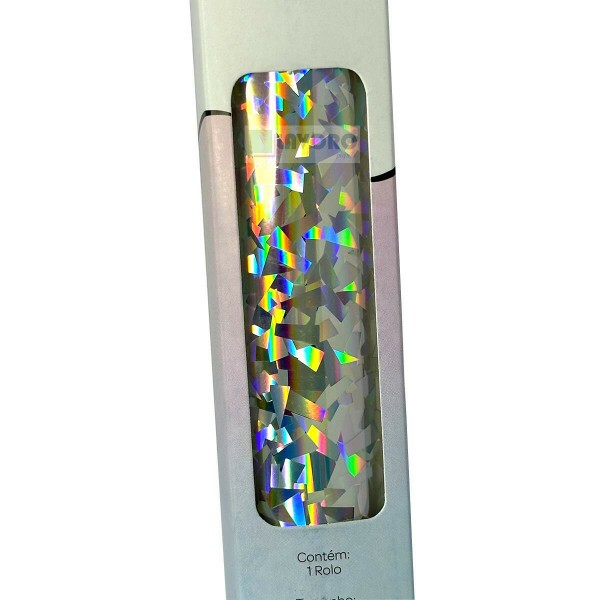 Filme de Recorte Termocolante Hologrfico Prata Cristal 25x50cm - RPTCO