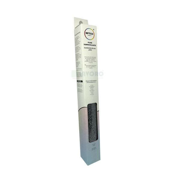Filme de Recorte Termocolante Glitter Cinza 25x50cm - RPTCO