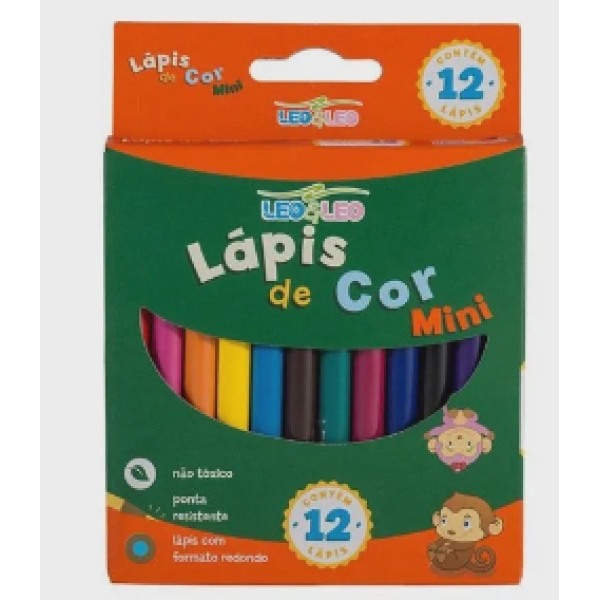Lpis de Cor Mini 12 Cores Redondo - LEO&LEO