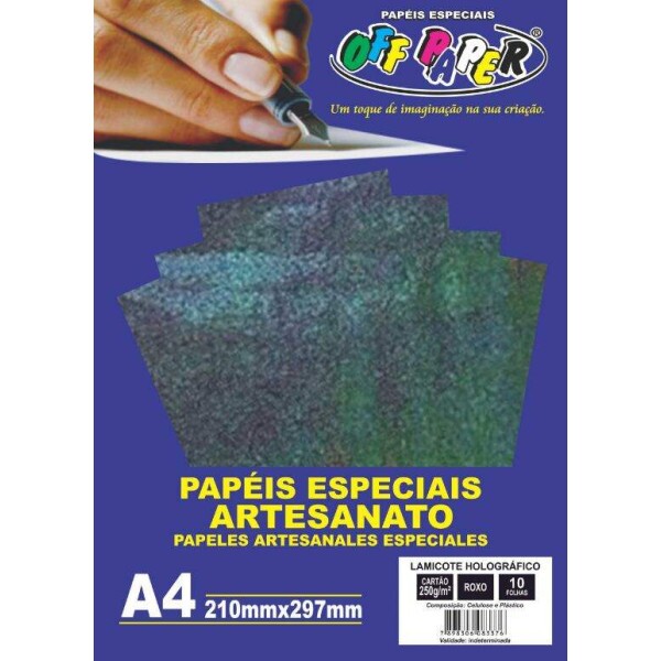 Lamicote Hologrfico Roxo 250g A4 10 Folhas - Off Paper