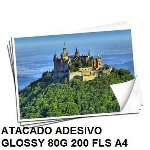 Papel Fotogrfico Glossy Adesivo 80g (ATACADO) A4 - 200 Fls