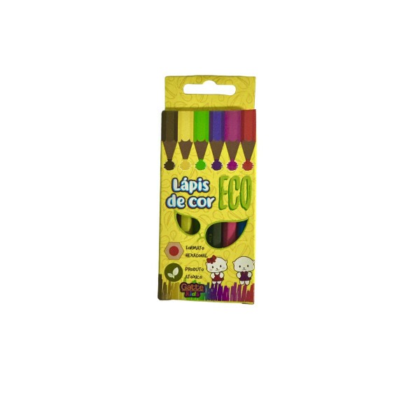 Lpis de Cor 6 Cores Eco Hexagonal (ATACADO) 10 Unidades - Gatte