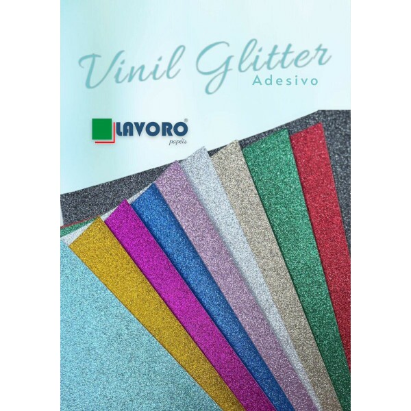 Vinil Adesivo Glitter p/ Recorte A4 com 5 Folhas - Champanhe Gold