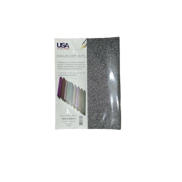 Vinil Adesivo Glitter p/ Recorte A4 com 5 Folhas - Black Piano