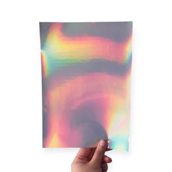 Vinil Adesivo Hologr�fico Arco �ris A4 p/ Jato de Tinta e Resistente � �gua - Pct c/ 10 Fls