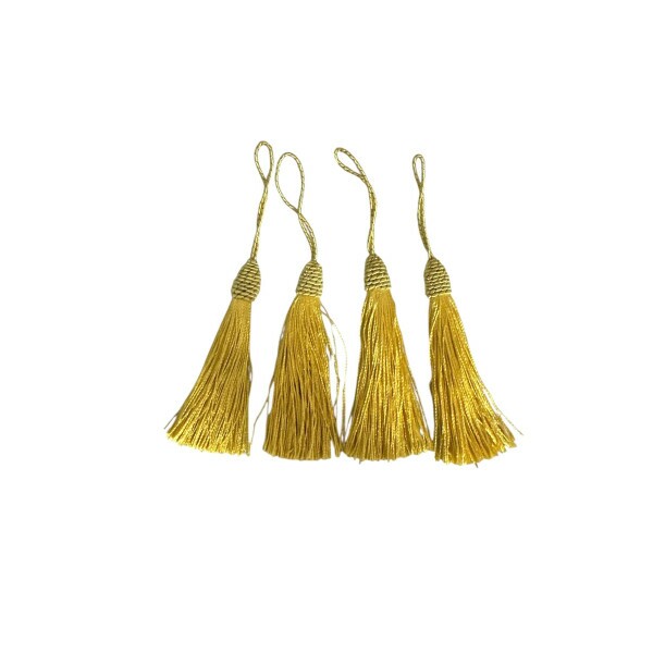 Pingente de Seda Tassel 9cm c/ 4 Unidades - Dourado