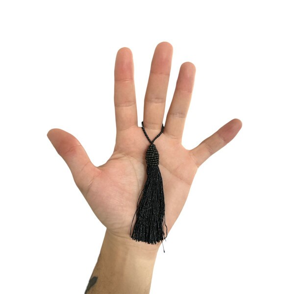 Pingente de Seda Tassel 9cm c/ 4 Unidades - Preto