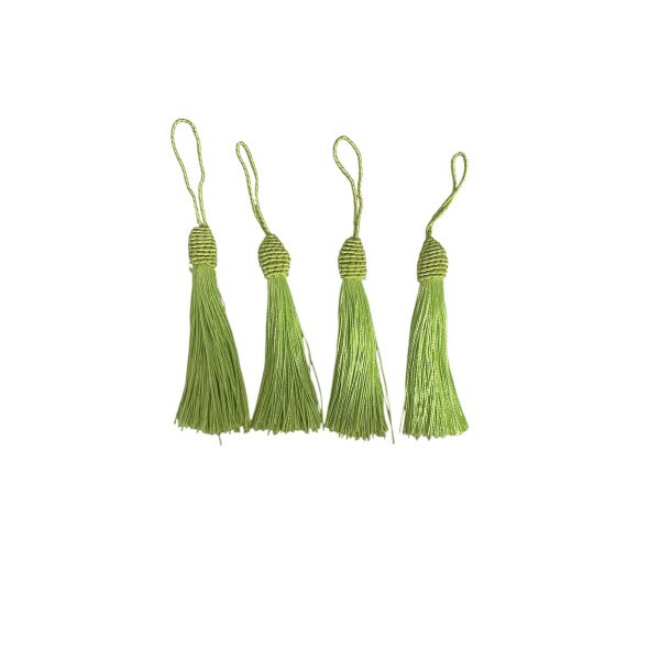 Pingente de Seda Tassel 9cm c/ 4 Unidades - Verde �gua