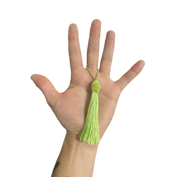 Pingente de Seda Tassel 9cm c/ 4 Unidades - Verde �gua