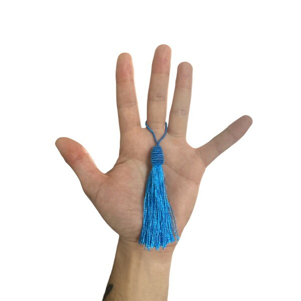 Pingente de Seda Tassel 9cm c/ 4 Unidades - Azul