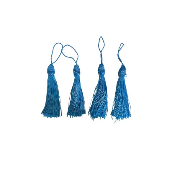 Pingente de Seda Tassel 9cm c/ 4 Unidades - Azul