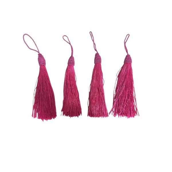 Pingente de Seda Tassel 9cm c/ 4 Unidades - Pink