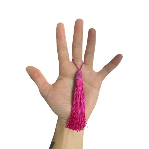 Pingente de Seda Tassel 9cm c/ 4 Unidades - Pink