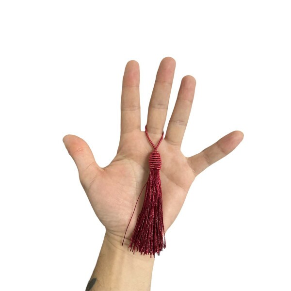 Pingente de Seda Tassel 9cm c/ 4 Unidades - Marsala