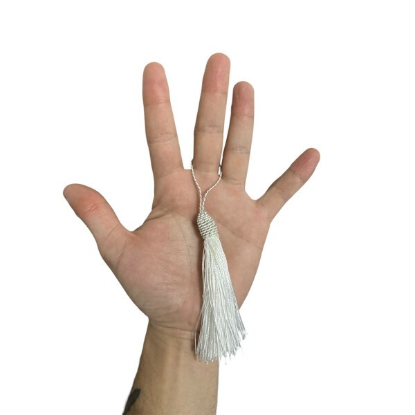 Pingente de Seda Tassel 9cm c/ 4 Unidades - Branco