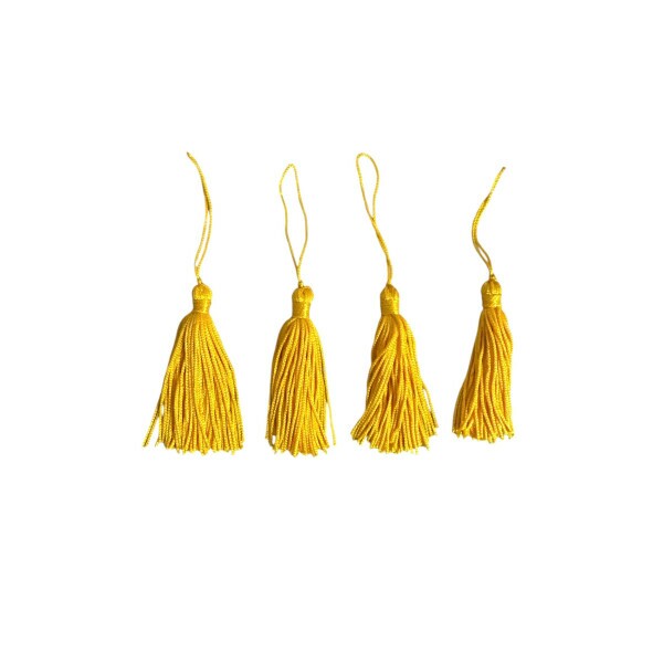 Pingente de Seda Tassel 7cm c/ 4 Unidades - Amarelo Ouro