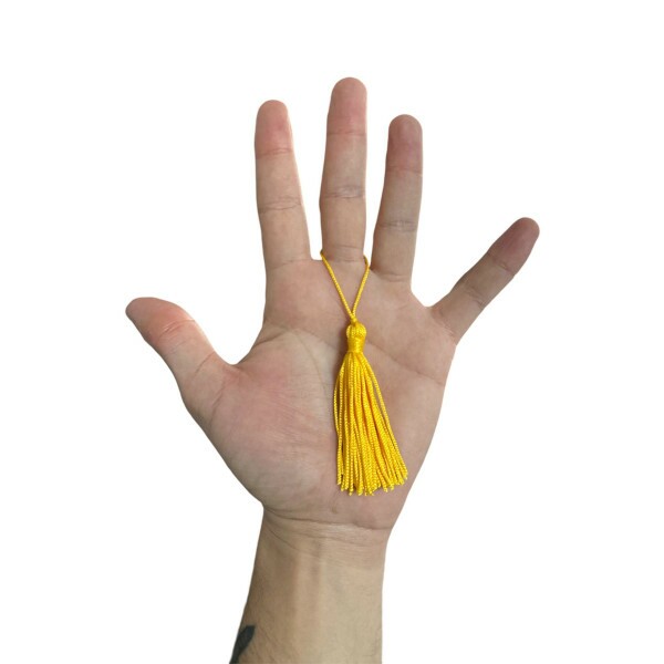 Pingente de Seda Tassel 7cm c/ 4 Unidades - Amarelo Ouro