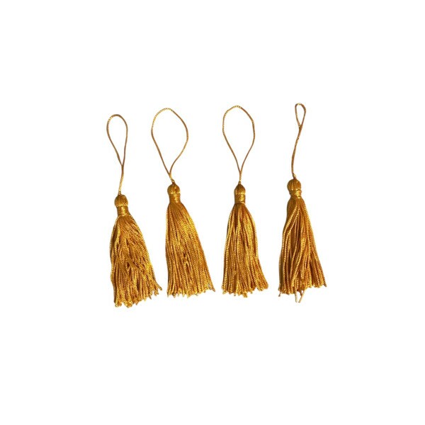 Pingente de Seda Tassel 7cm c/ 4 Unidades - Laranja