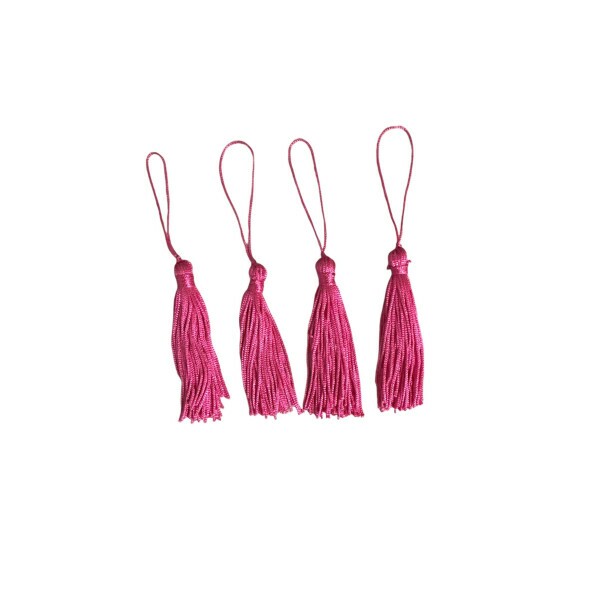Pingente de Seda Tassel 7cm c/ 4 Unidades - Pink