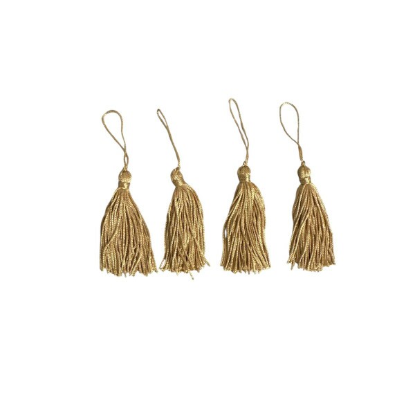 Pingente de Seda Tassel 7cm c/ 4 Unidades - Bege