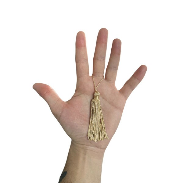 Pingente de Seda Tassel 7cm c/ 4 Unidades - Bege