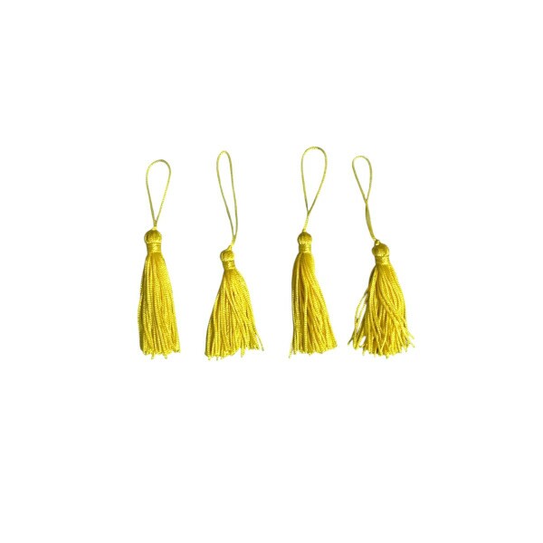 Pingente de Seda Tassel 7cm c/ 4 Unidades - Amarelo