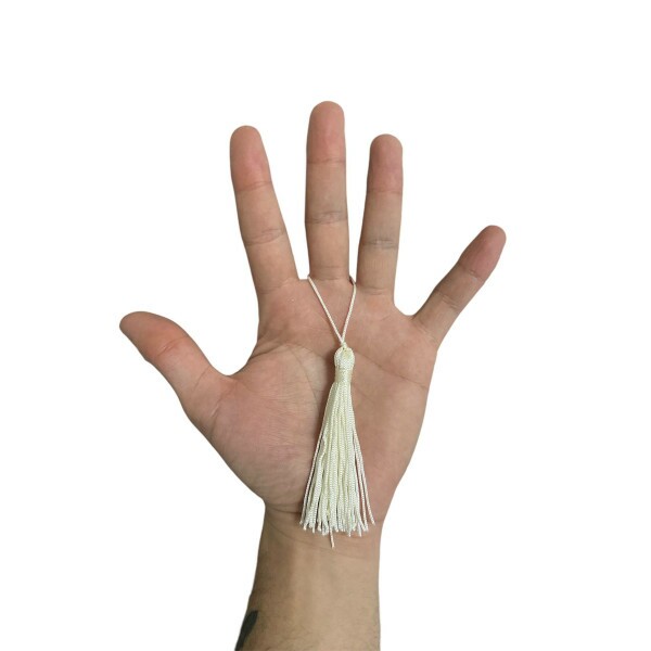 Pingente de Seda Tassel 7cm c/ 4 Unidades - Off White