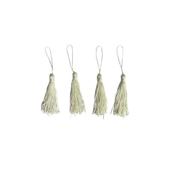 Pingente de Seda Tassel 7cm c/ 4 Unidades - Off White