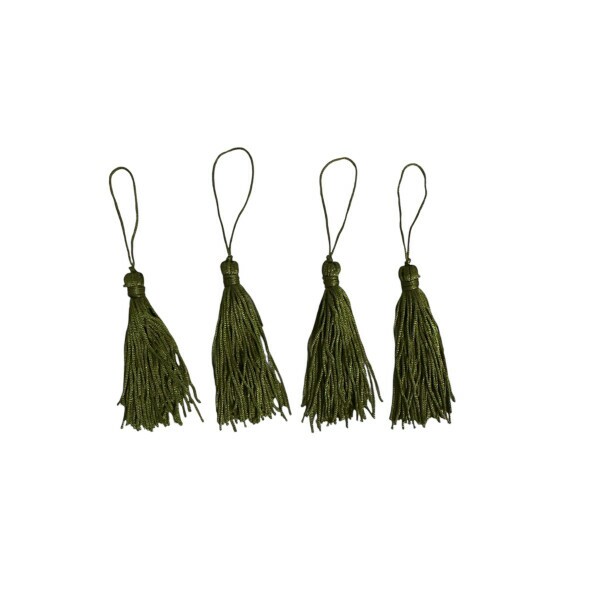 Pingente de Seda Tassel 7cm c/ 4 Unidades - Verde Musgo