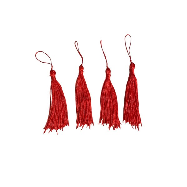 Pingente de Seda Tassel 7cm c/ 4 Unidades - Vermelho